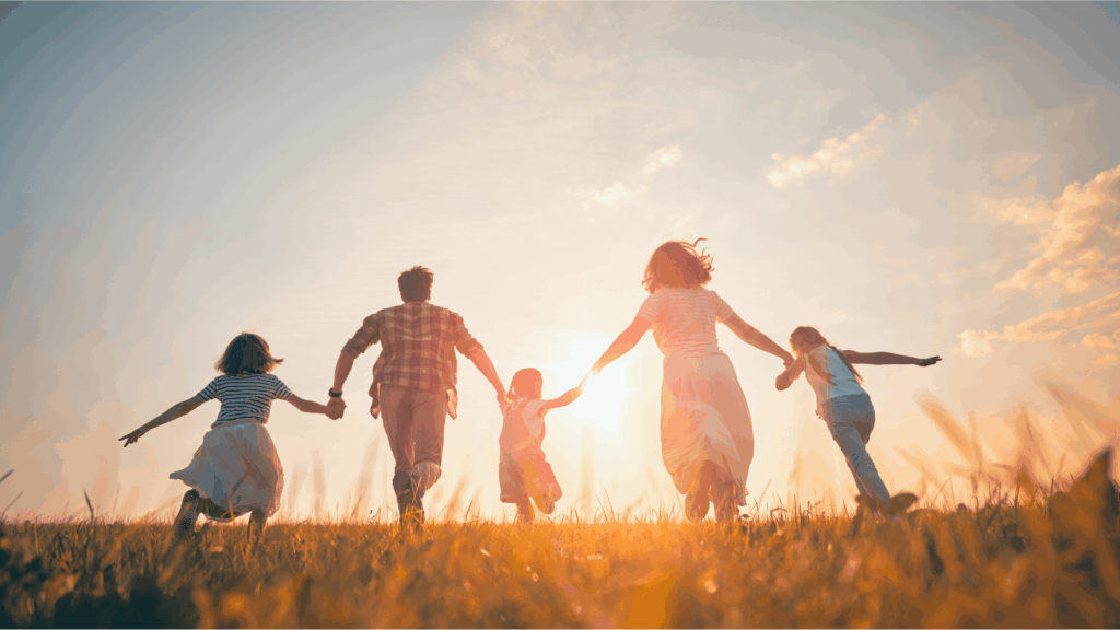 How to Choose Life Insurance. Image of family running in field