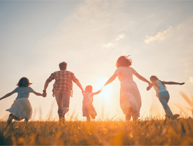 How to Choose Life Insurance. Image of family running in field