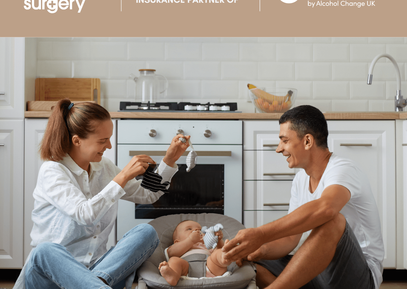 young family with baby in the kitchen
