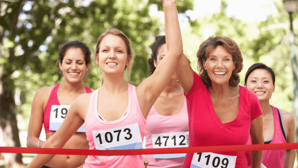 women in a race wearing pink