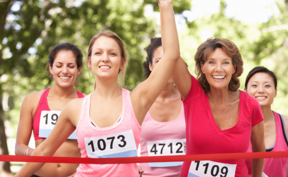 women in a race wearing pink