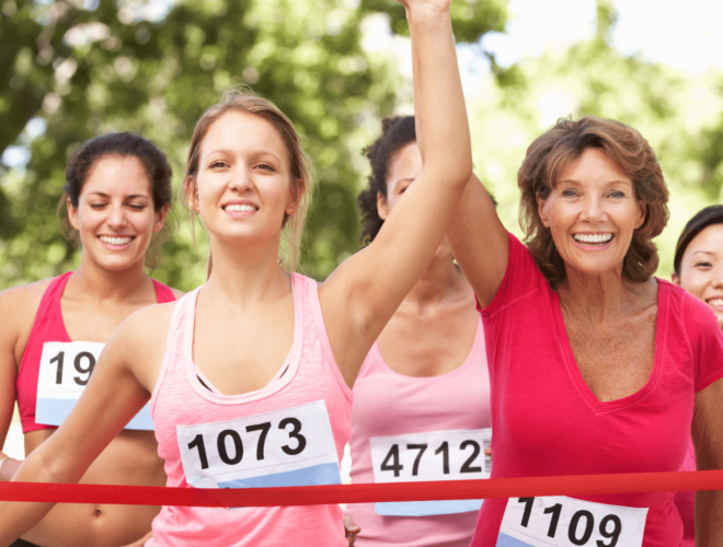 women in a race wearing pink