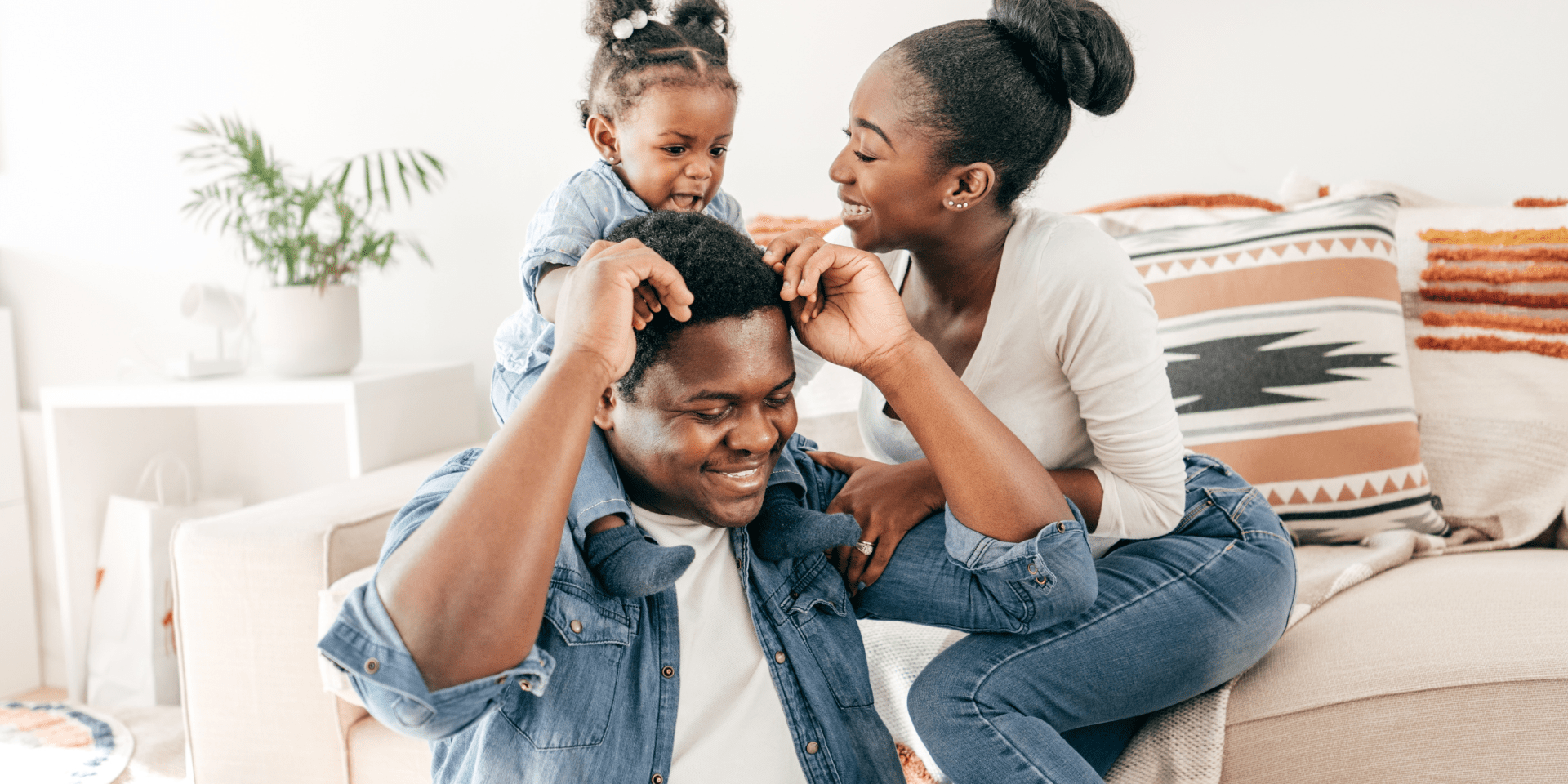 young family playing