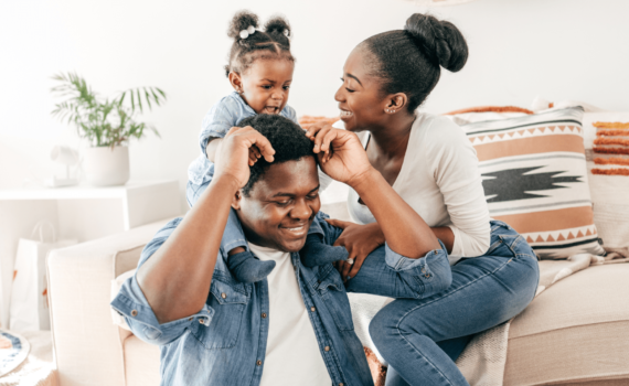 young family playing