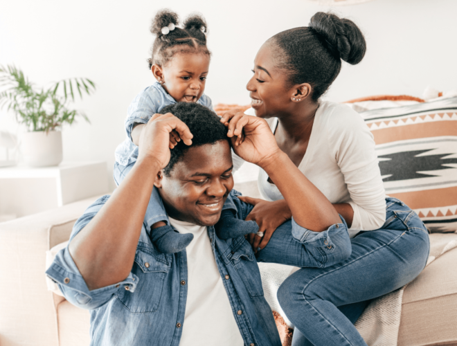 young family playing