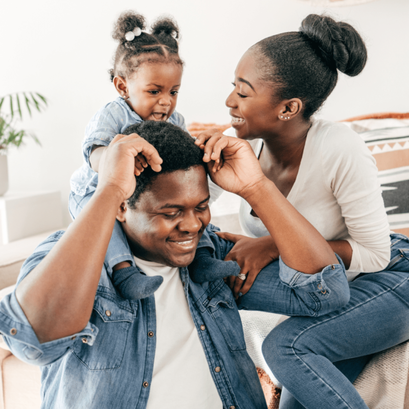 young family playing