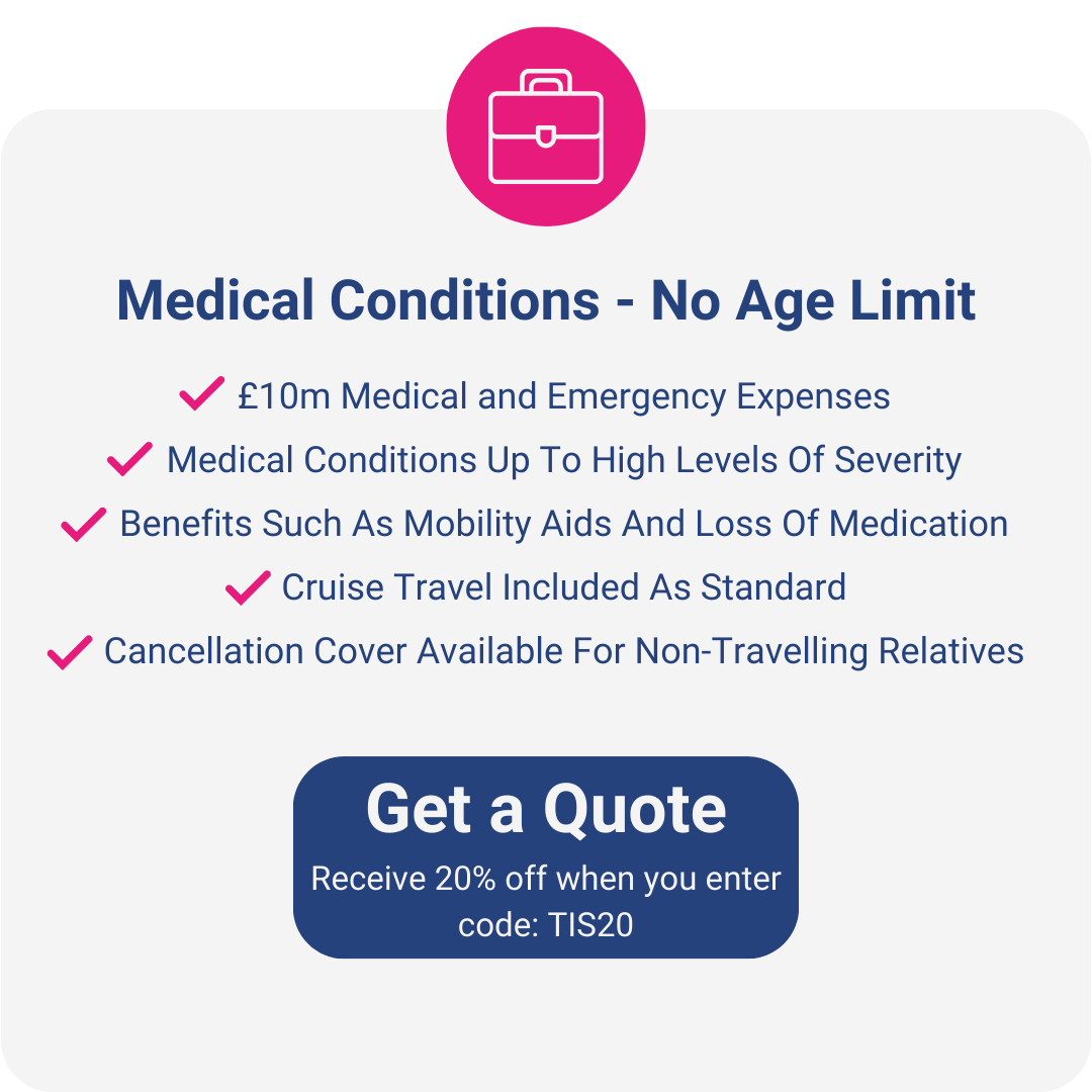 Travel insurance with medical conditions button