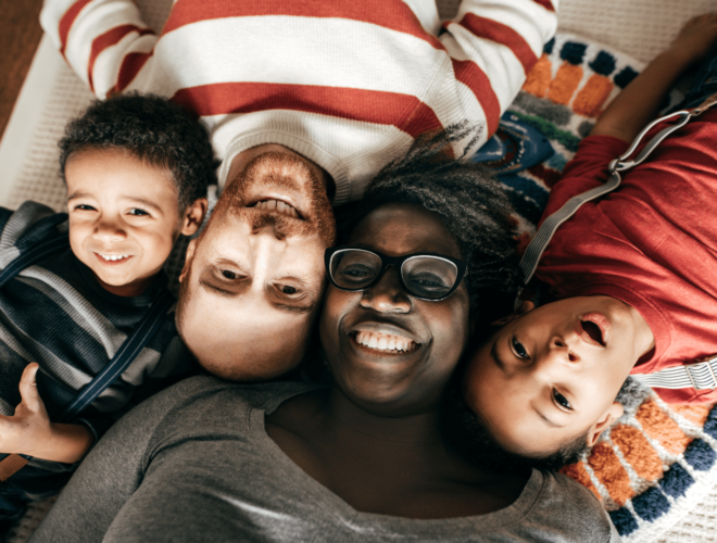 parents and kids smiling